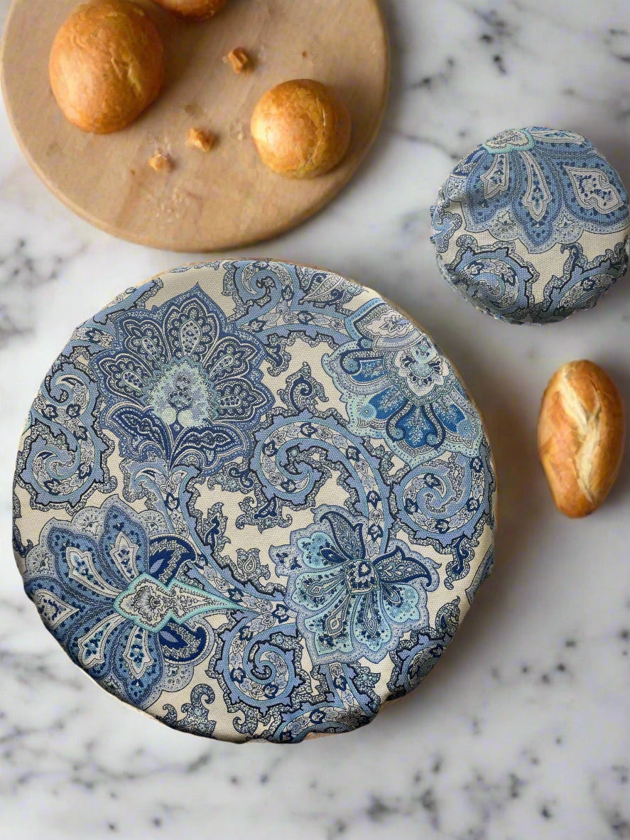 Matching Bowl and Jar Covers - Paisley Cobalt