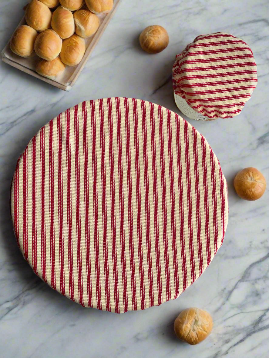 Matching Bowl and Jar Covers - Red Ticking