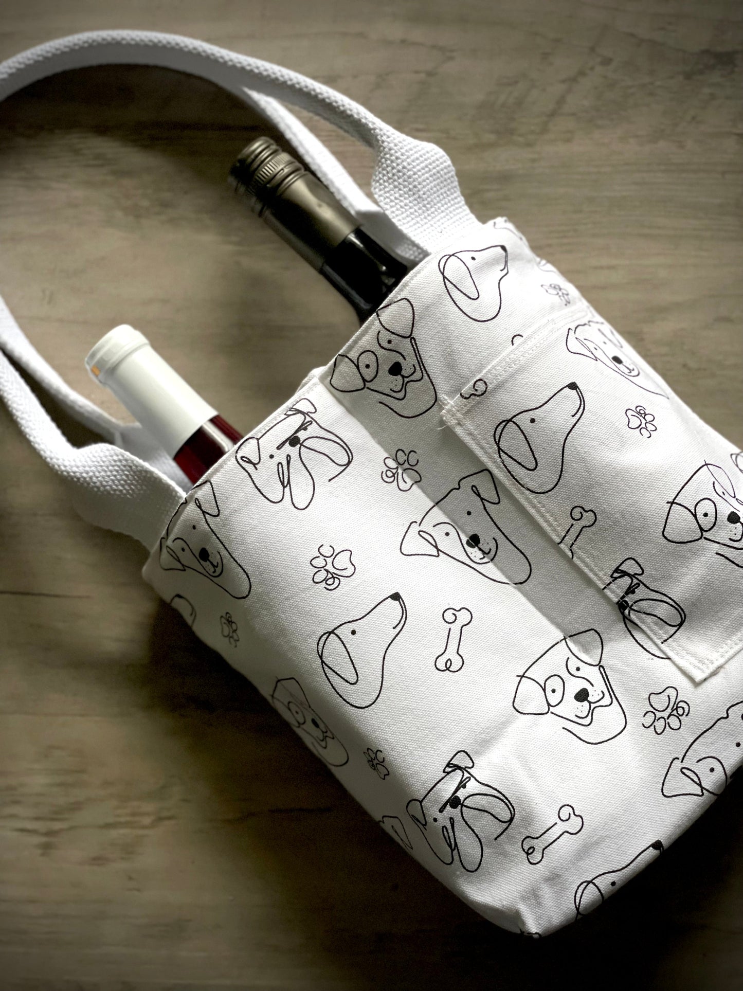 Double Wine Tote - Dog Line Art
