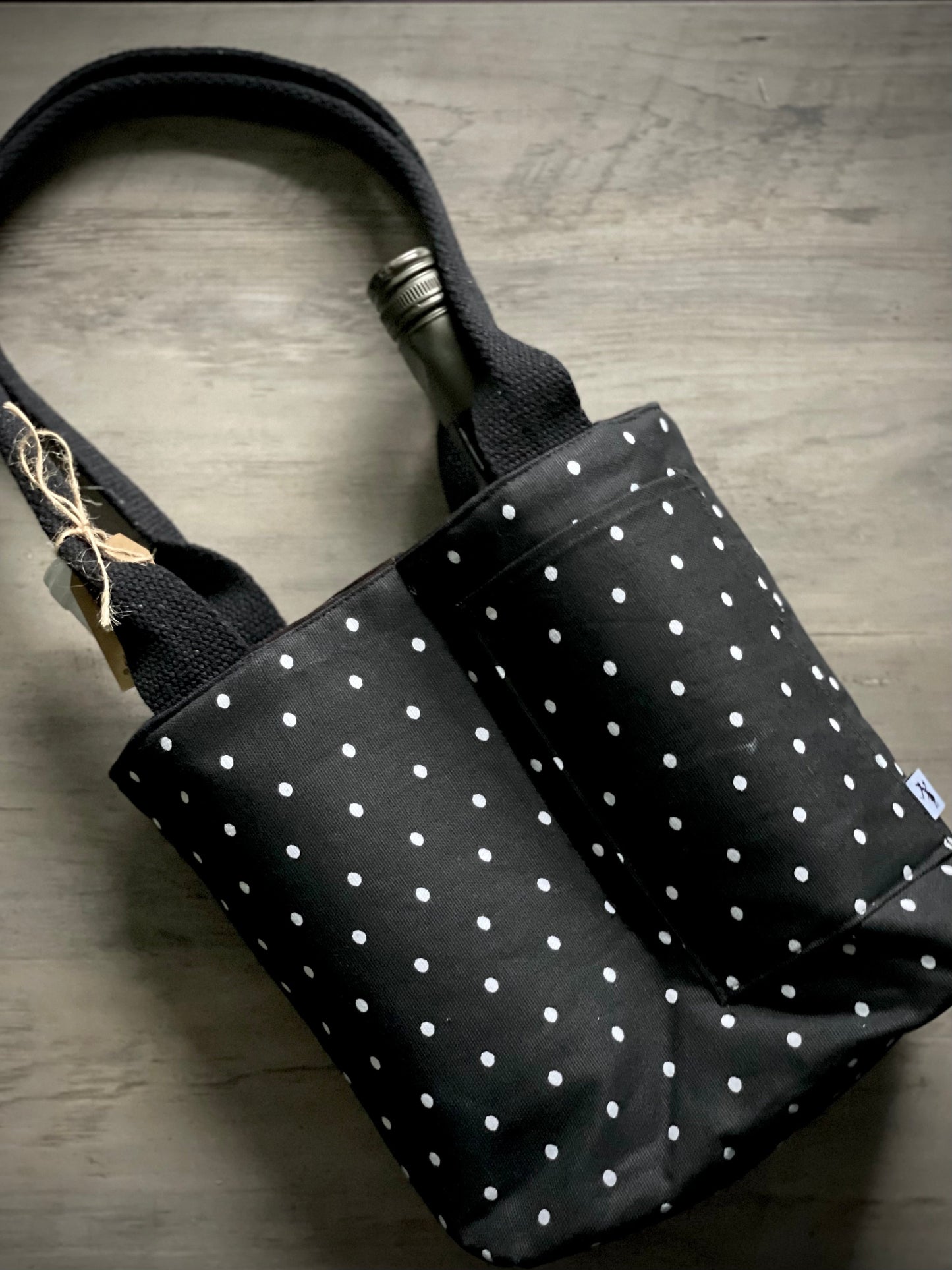 Double Wine Tote - Polka Dot