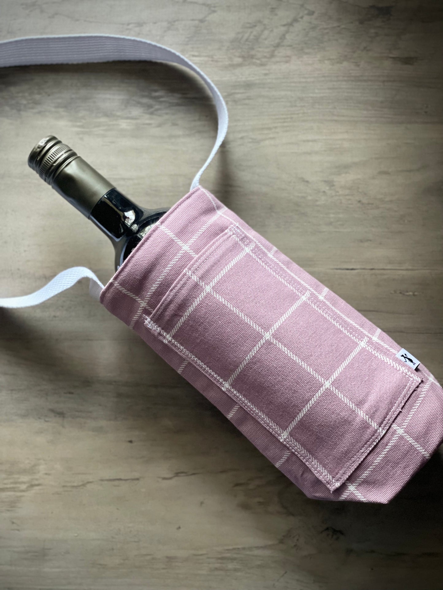 Single Wine Tote - Window Pane Mauve