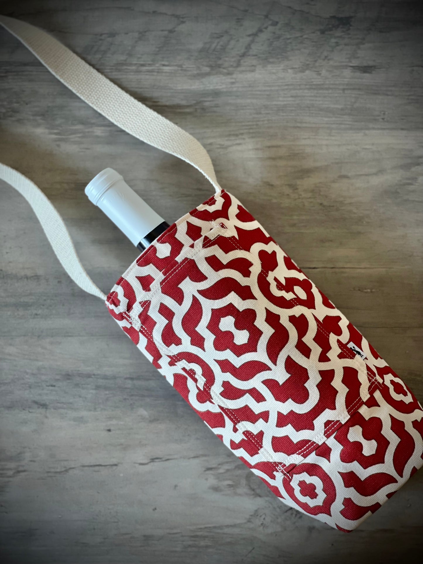 Single Wine Tote - Lattice Ruby