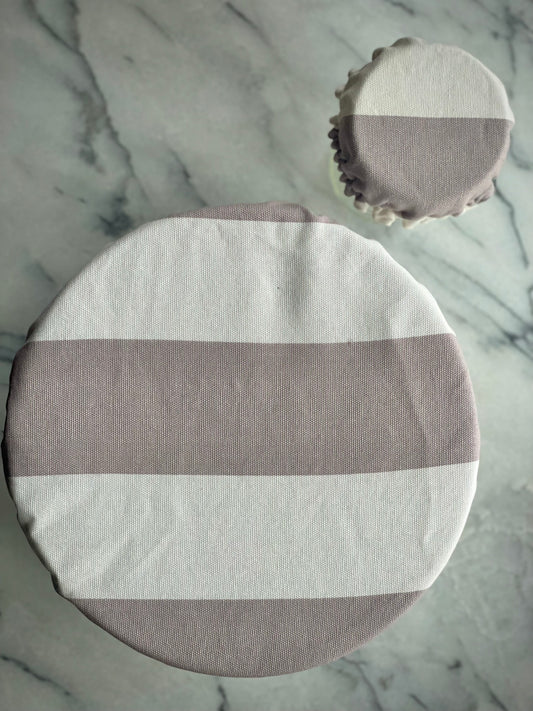 Matching Bowl and Jar Covers - Nautical Stripe Gray White