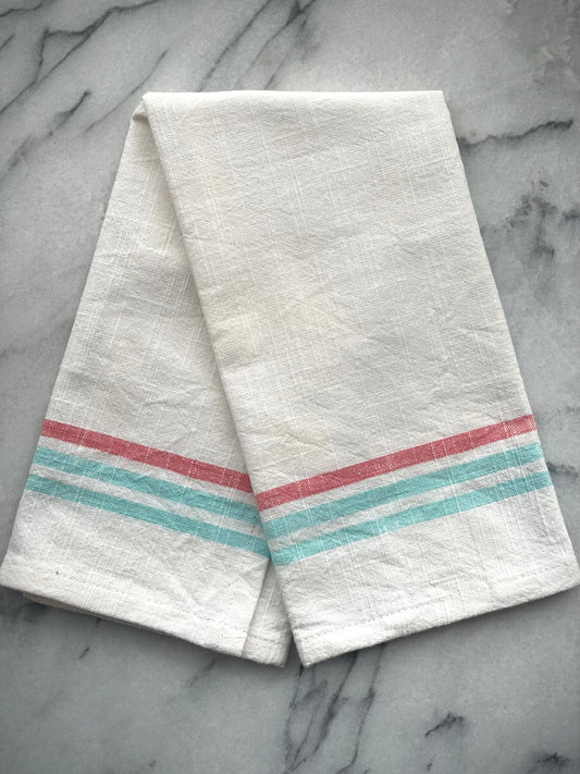 Tea Cloth - Coral and Teal