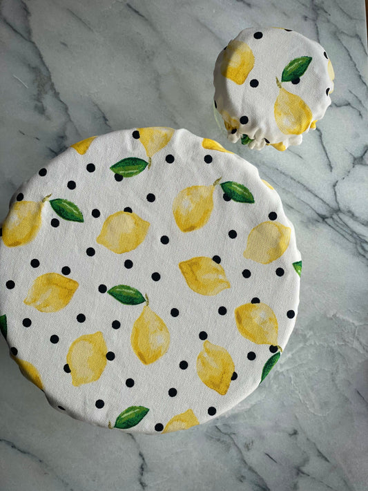 Matching Bowl and Jar Covers - Lemon Dot