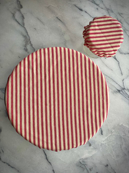 Matching Bowl and Jar Covers - Red Ticking