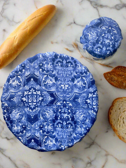 Matching Bowl and Jar Covers - Delft Blue Medallion