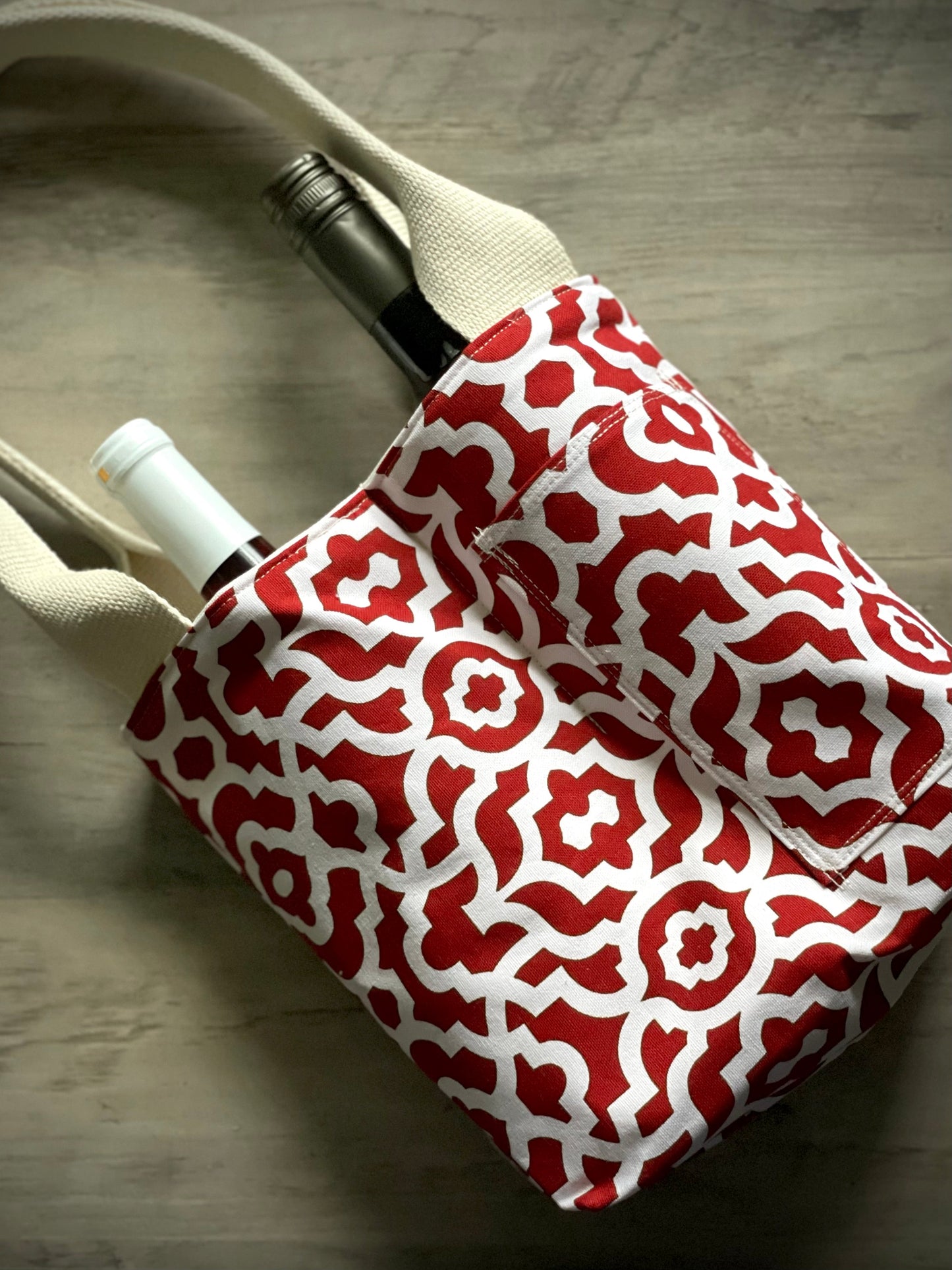 Double Wine Tote - Ruby Lattice