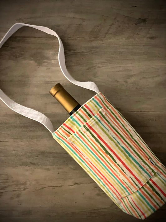Single Wine Tote - Mini Stripes Multi