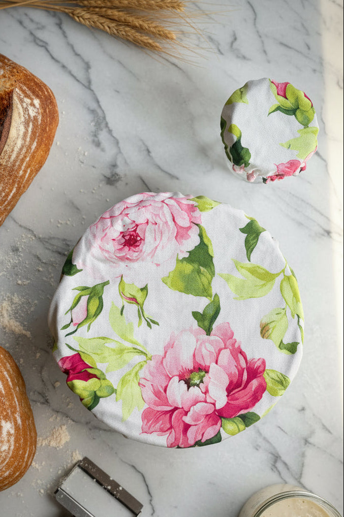 Matching Bowl and Jar Covers - Pink Peony